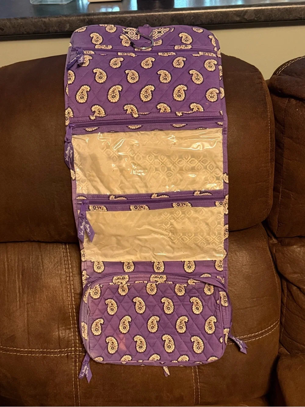 Vera Bradley Purple Paisley Quilted Cosmetic Case